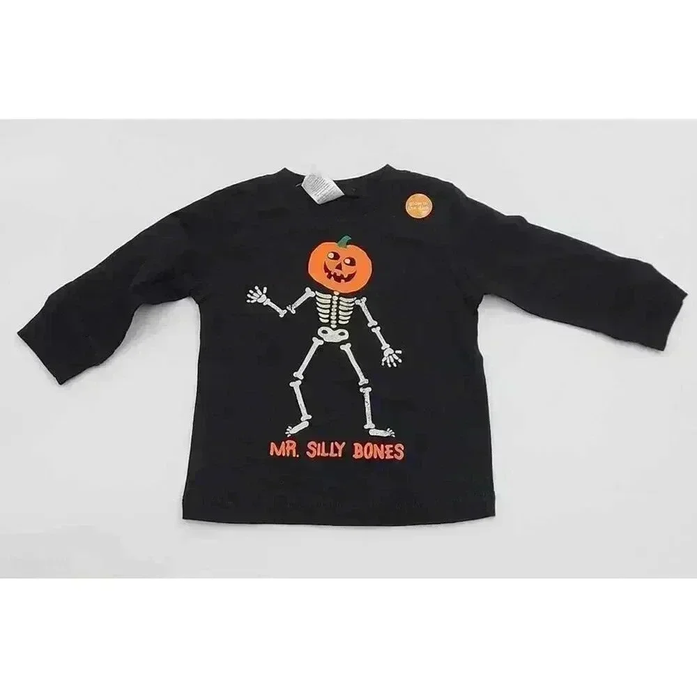 3 Gymboree Boy's 6-12M Halloween Long & Short Sleeve Shirts Glow in the Dark